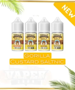 Gorilla Custard Salt Nic 30ml e-liquid 30mg & 50mg by E&B flavor: 50VG/50PG, original, banana, strawberry, & tobacco flavors