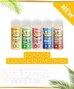 Loaded E-Liquid: 120ml of delicious flavors with 3mg nicotine. Perfect for sub-ohm tanks and pod systems.