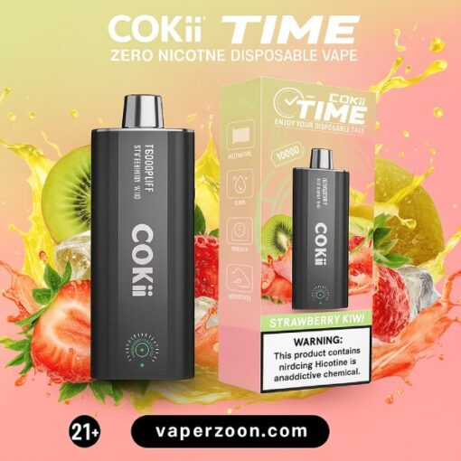 Cokii Time 16000 Puffs Strawberry Kiwi Ice Zero Nicotine Vape