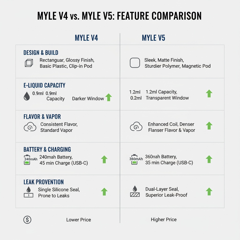 Difference Between Myle V5 Pod and Myle V4 Pods